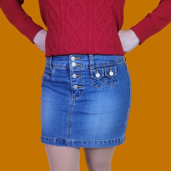 Y2k Denim Mini Skirt, Juniors 9, Womens S - Picture 1 of 4